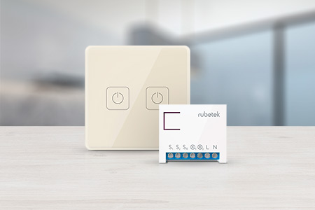 Беспроводной Wi-Fi выключатель двухканальный 868 МГц бежевый